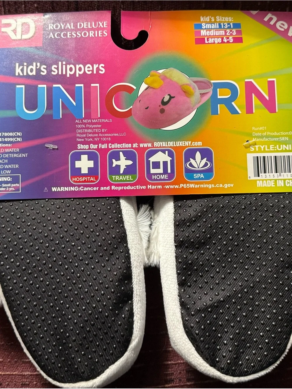 NWT Royal Deluxe Kids Unicorn Plush Slippers - Medium (2-3)